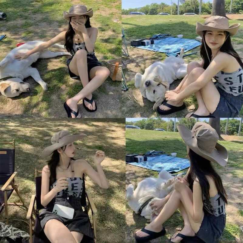 Unisex Sun Hats Outdoor Fishing Hiking Drawstring Cowboy Hats Vacation Beach Fashion Versatile Fisherman Hats Summer Accessories H260407