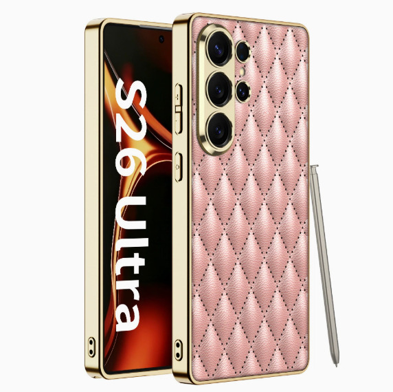 Designer new product Samsung S26Ultra phone with woven pattern electroplated plain leather case suitable for S26 personalized protective cover