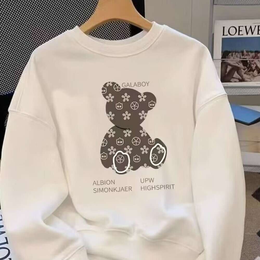 American-Style High-End Heavyweight Sweatshirt For Men Women, Trendy Brand, Spring Style, Printed, Loose Fit, Autumn And Winter, Fleece-Lined, Thicken