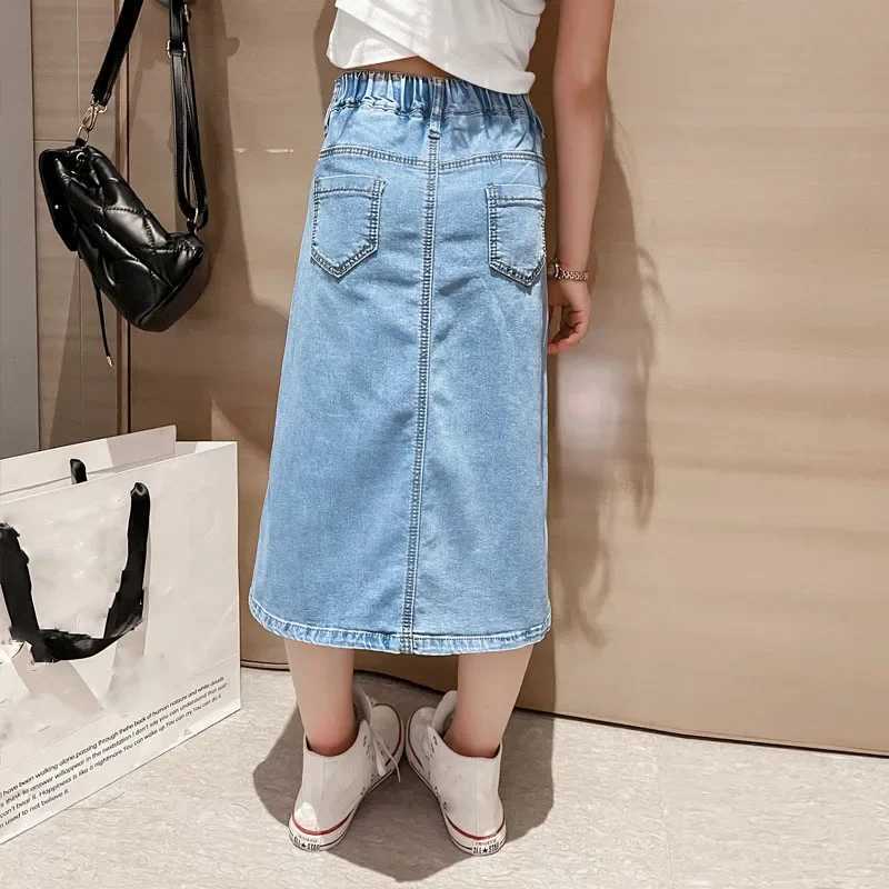 Autumn Girls Denim Skirt Childrens Summer Half Split Skirt Big Kids Street Skirt Childrens Slim Half Skirt H260407