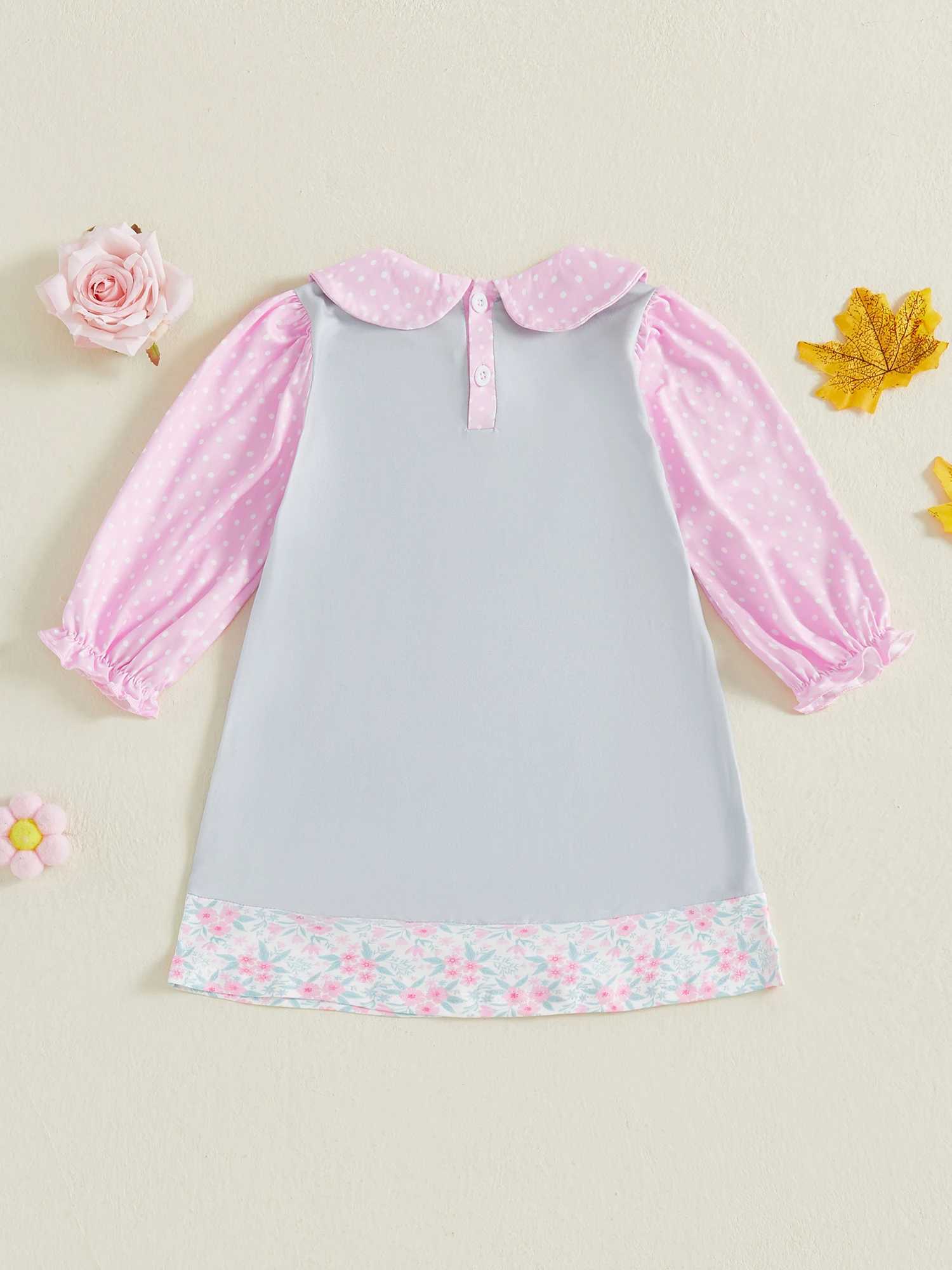 Adorable Infant Girl Fall Dress with Cute Turkey Embroidery and Lantern Sleeves for Thanksgiving Celebration H260407