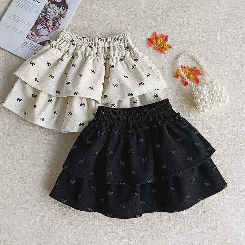 Corduroy Pleated Puffy Skirt for Kids Autumn Winter Childrens Tutu Mini Skirt New Design 2025 H260407