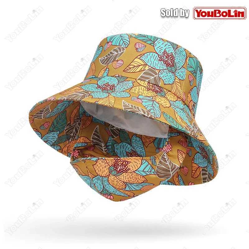 New Outdoor Summer Work Face Protection Full Protection Bucket Hat Seaside Sunscreen Mask Hats Integrated Fisherman Hats H260407
