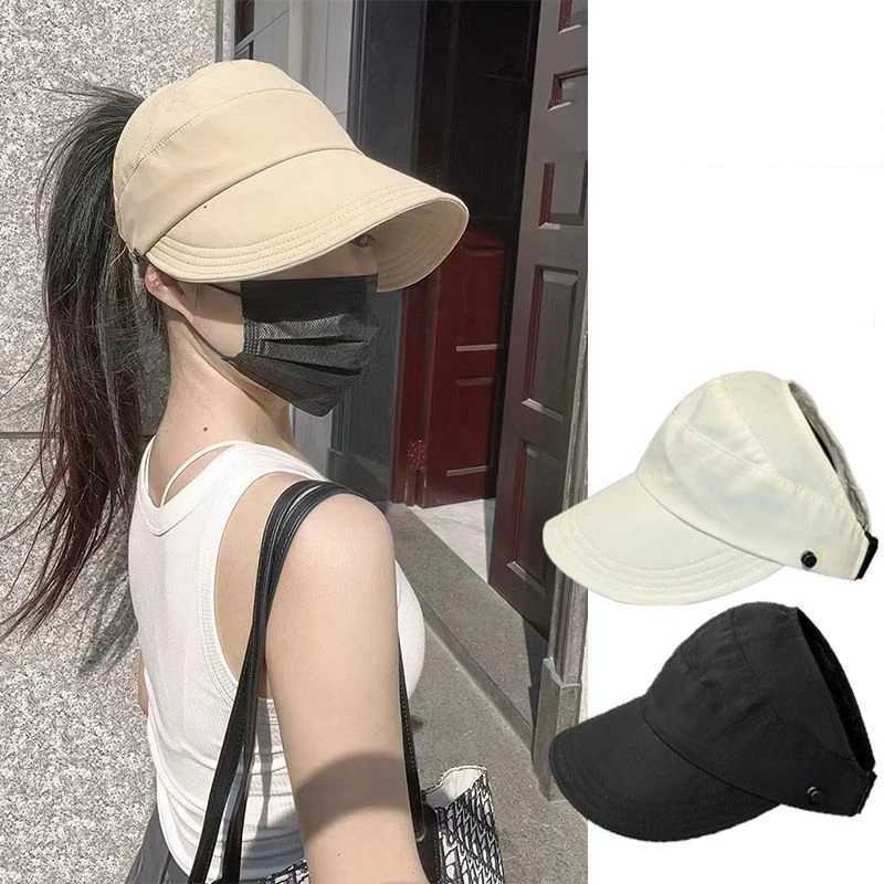 Celebrity-style sun hat face shield UV protection versatile and can be tied in a ponytail H260407