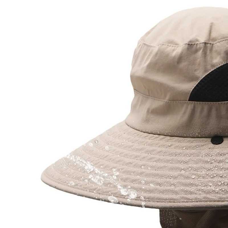 WEIHE Hats UV Protection Outdoor Hunting Fishing Cap For Men Women Hiking Camping Visor Bucket Hat Neck Flap Fisherman Hat H260407