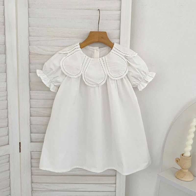 2026 New Summer Sister Clothing 2-6Yrs Baby Girl Birthday Party Dress Short Sleeved Cotton Solid Color Kids Princess Dresses H260407