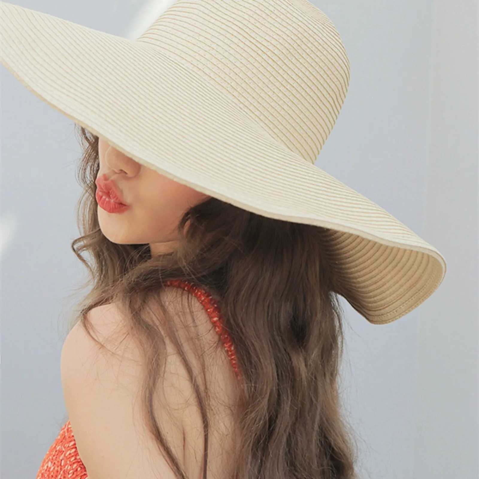 Ladies Retro Straw Solid Color Woven Sun Hat Exquisite Cute Comfortable Breathable Sun Cap For Summer Vacation And Shopping H260407