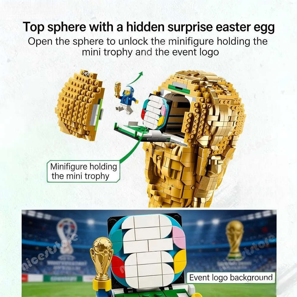 New LEGO Trophy Building Blocks 2842Pcs Standard Particles High Quality 1:1 Size Perfect Eeplica Legoes Set World Cup Ball As
