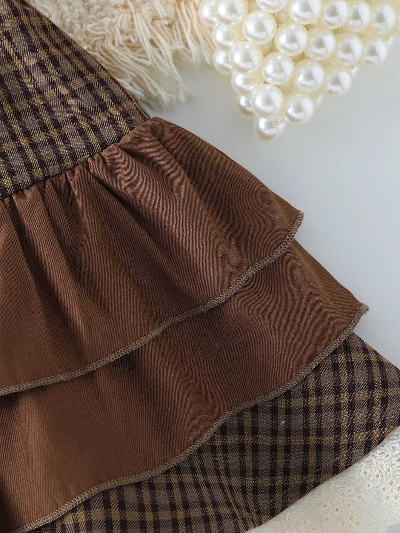 2025 Gilrs Summer skirt Plaid 1-6Y Fashion Children outfit Streetwear Clothes H260407