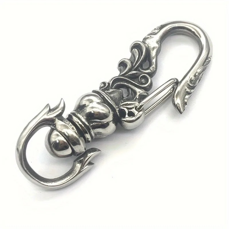 1PC Stainless Steel Punk Carabiner Keychain Mens DIY Lobster Clasp Making Clips Key Hook 260403BJ - view 4