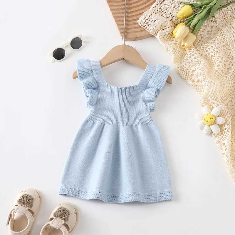 0-18M Sleeveless Tank Romper Dress Cotton Summer Infant Princess Outfit Baby Girl Dress Knitted Ruffled Flutter Sleeve Dress H260407