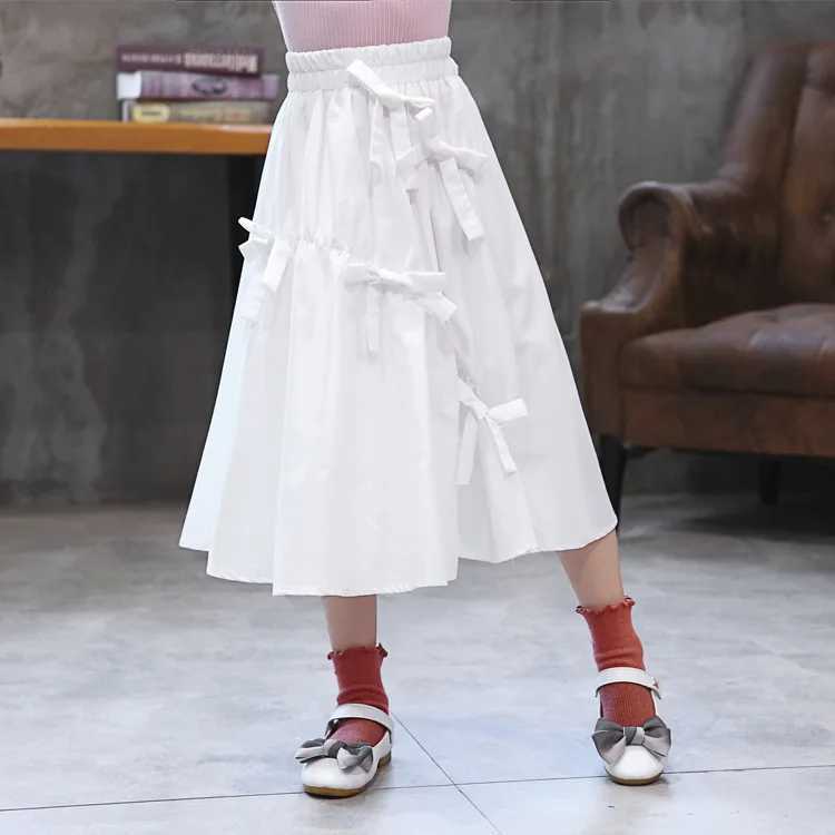 2026 summer bow A-LINE Elastic waist girls Girls Denim Shorts layered skirt Children Teenager Thin knee clothes 4 8 10 12 year H260407