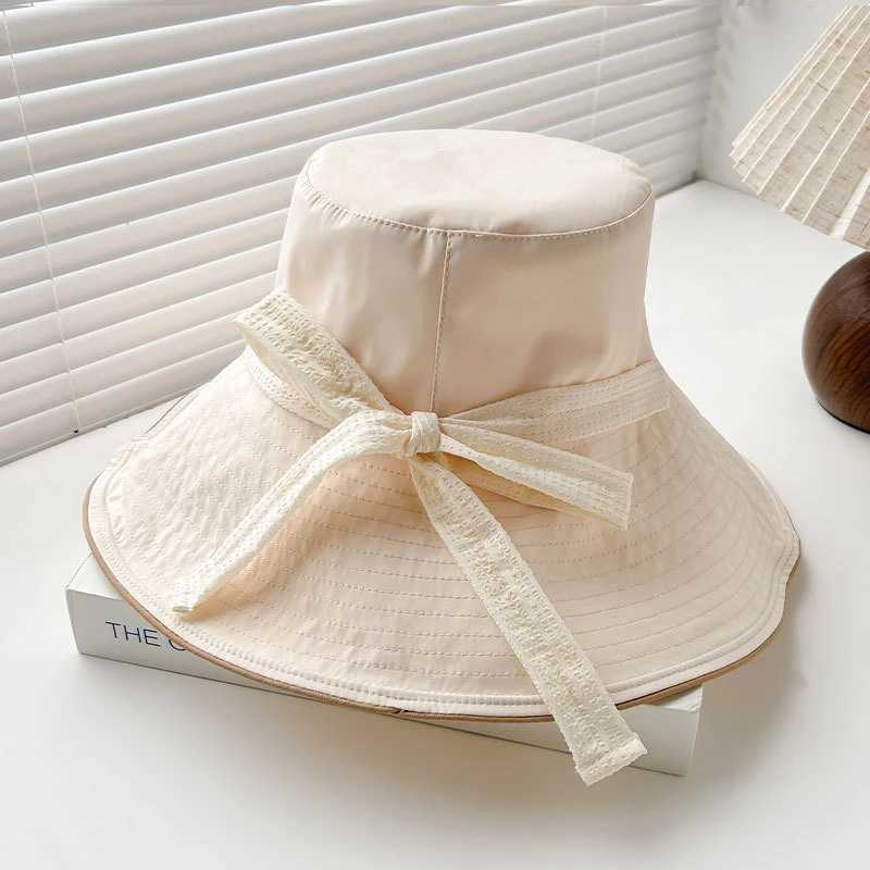 Korean-Style Girls Fisherman Hat Double-Sided Wide-Brimmed Sunshade Cap Foldable Sunhat Outdoor Accessory H260407