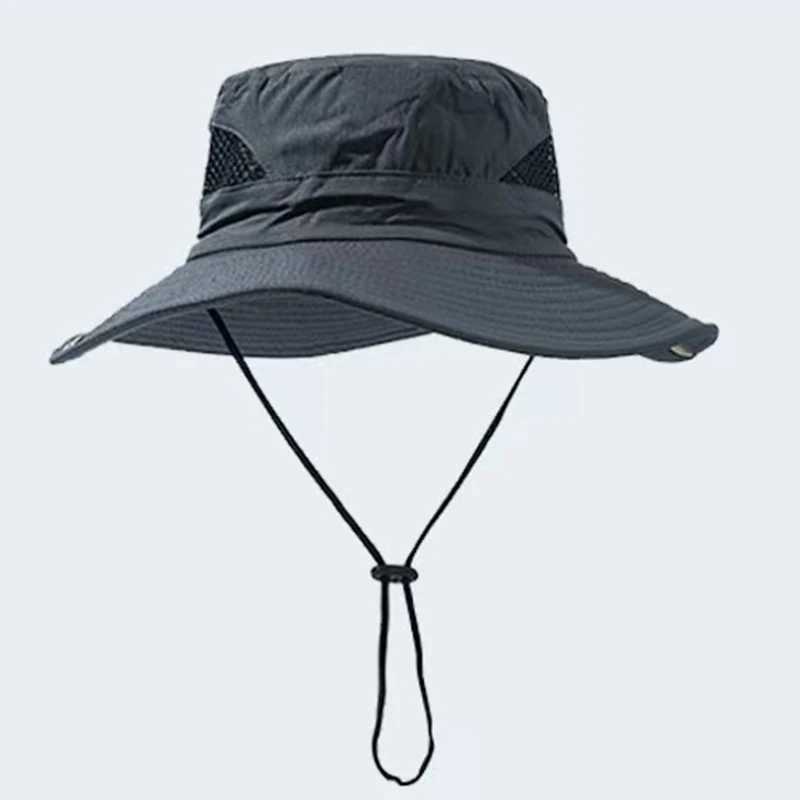Unisex new fashionable sun hat casual fisherman hat western cowboy hat sun hat outdoor sports hiking drawstring hiking sun hat H260407
