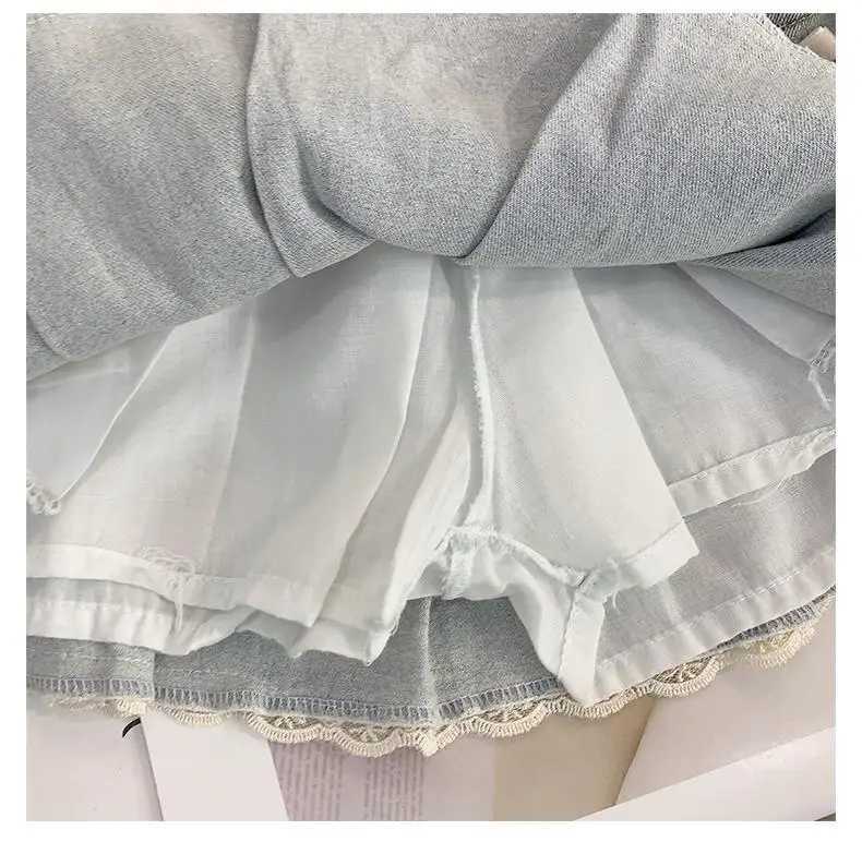 Baby Girls Denim Lined Skirt Summer Clothes New Korea Fashion Bow Princess Skirt Childrens Costume 2-10Year Kids A-line Skirt H260407
