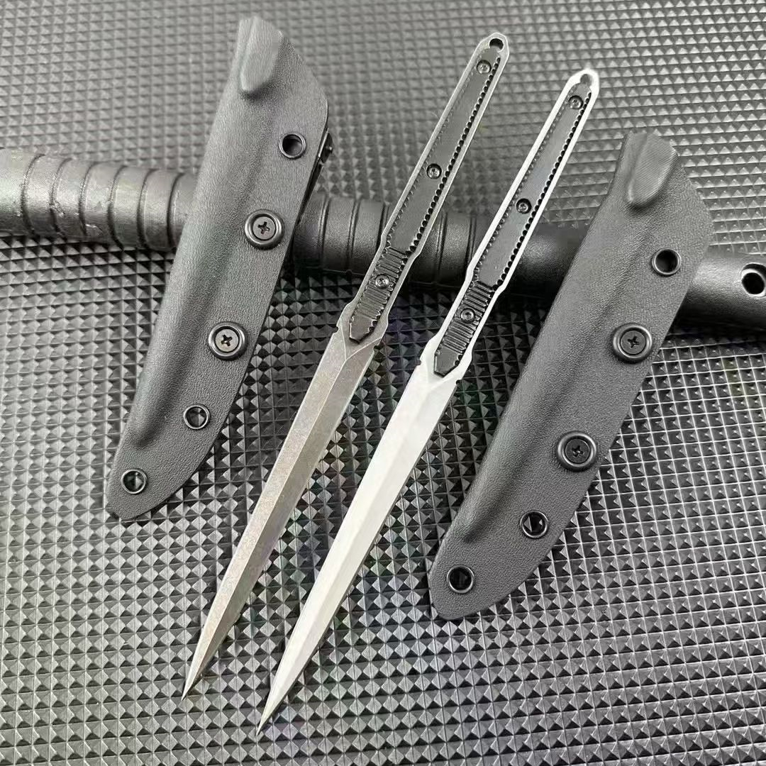 High Quality HN-9 Fixed Blade Knife 440C Stone Wash Double Action Blade Full Tang Aviation Aluminum Handle Survival Knives with Kydex