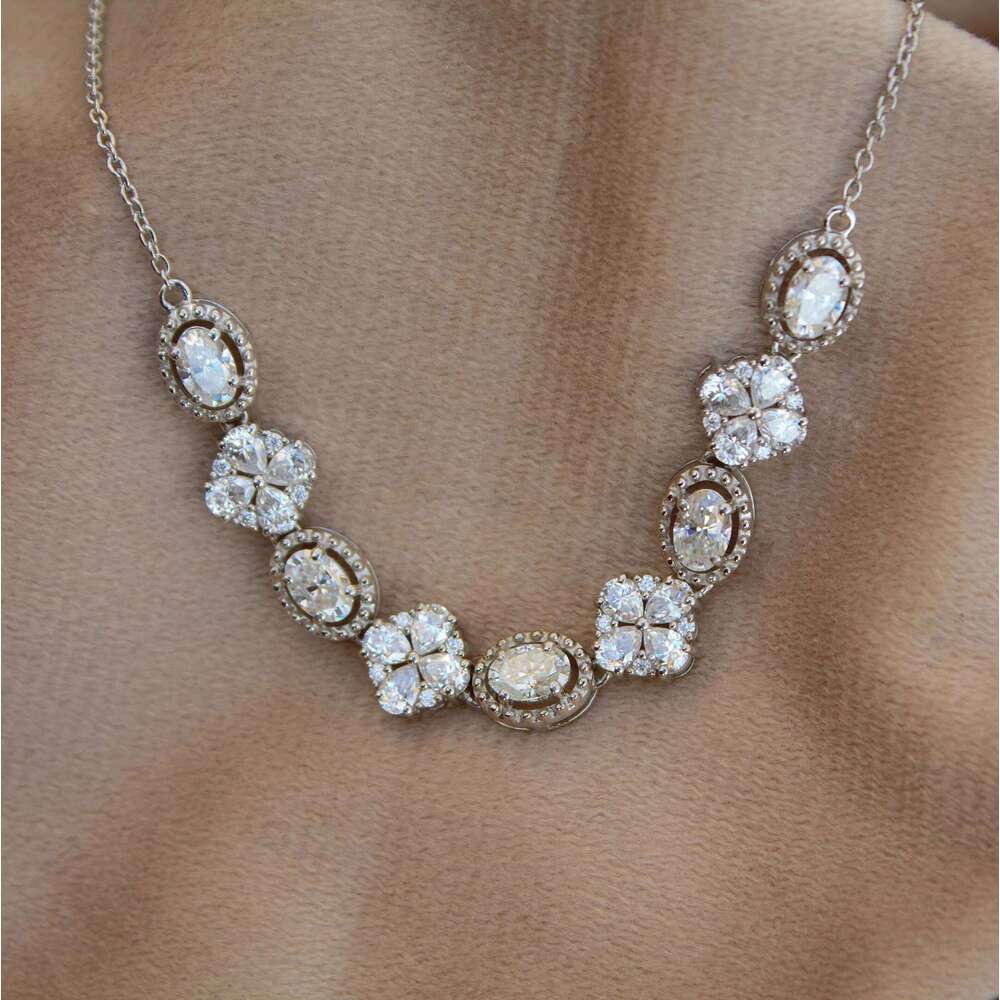 Classic Adjustable Moissanite Necklace Handmade 925 Sterling Silver Lightweight Luxury Jewelry