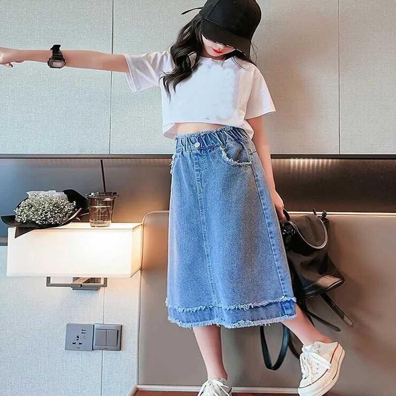 School Girls Denim Skirt Spring Summer New 2026 Casual Skirt for Children Fashion Teenage Kids Skirt 9 13 14 Years H260407