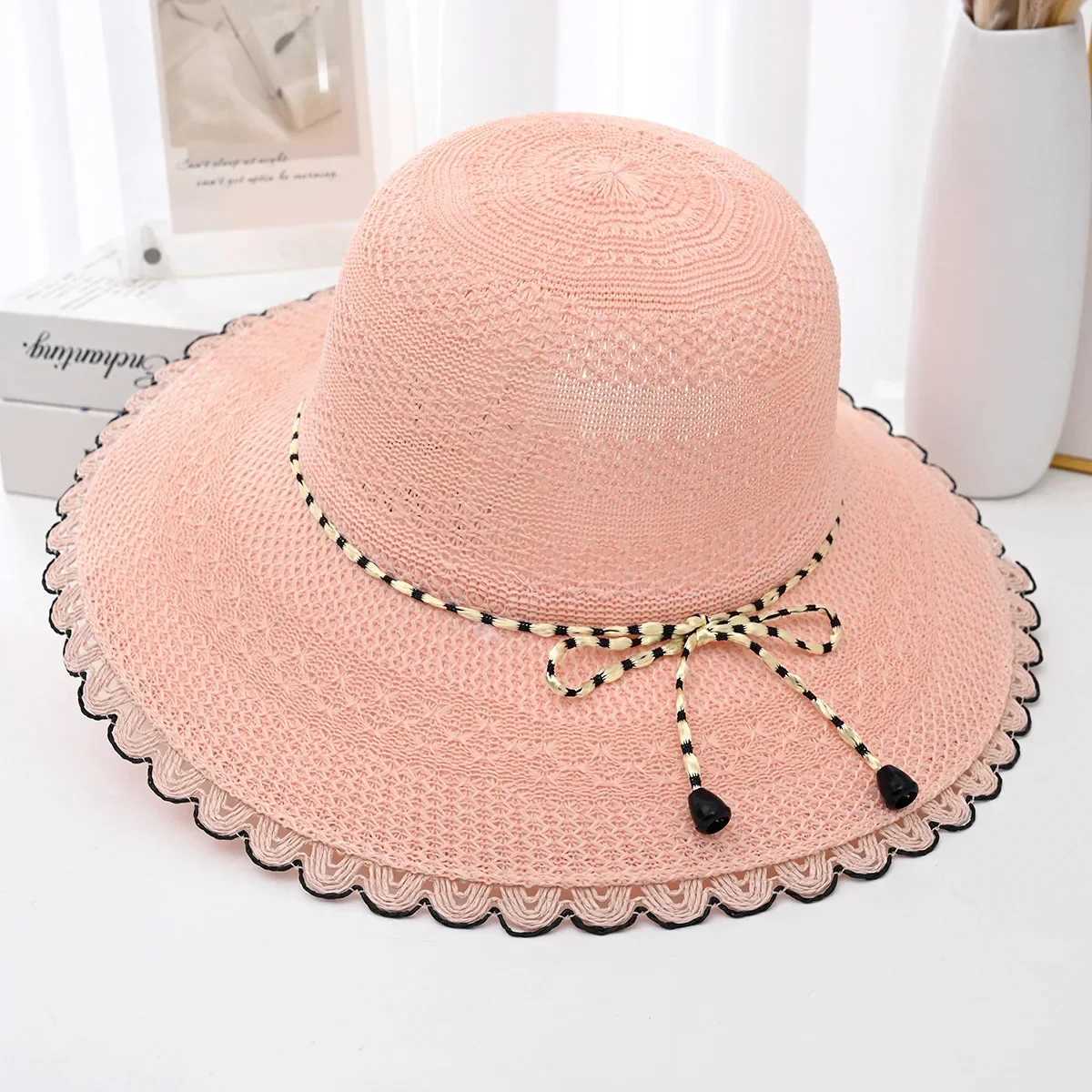 2025 Summer New Womens Wide Brim Straw Sun Hat - Foldable UV Protection Beach Travel Hat for Outdoor Stylish Sunblock H260407