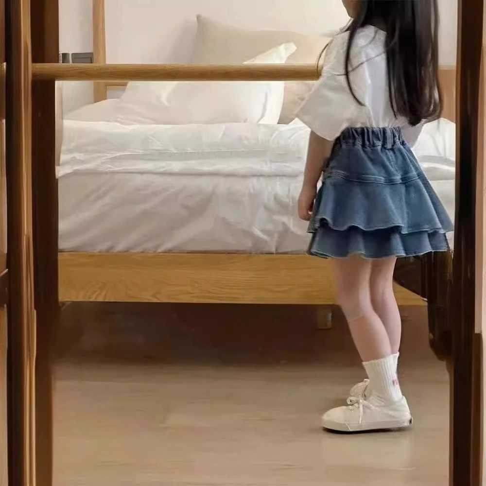 2025 Summer Girls Denim Skirt Shorts Two-Layer Versatile Japanese Korean Style Skirt for 3-8Y KidsFashionable Semi-Skirt H260407