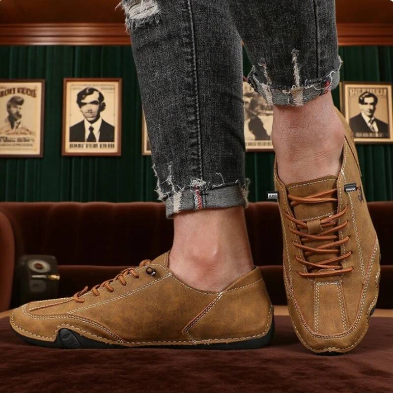 Free Shipping Ankle Boots for Men Fashionable Stitching Lightweight Comfortable Casual Walking Breathable Tennis Outdoor Driving Shoes - view 3