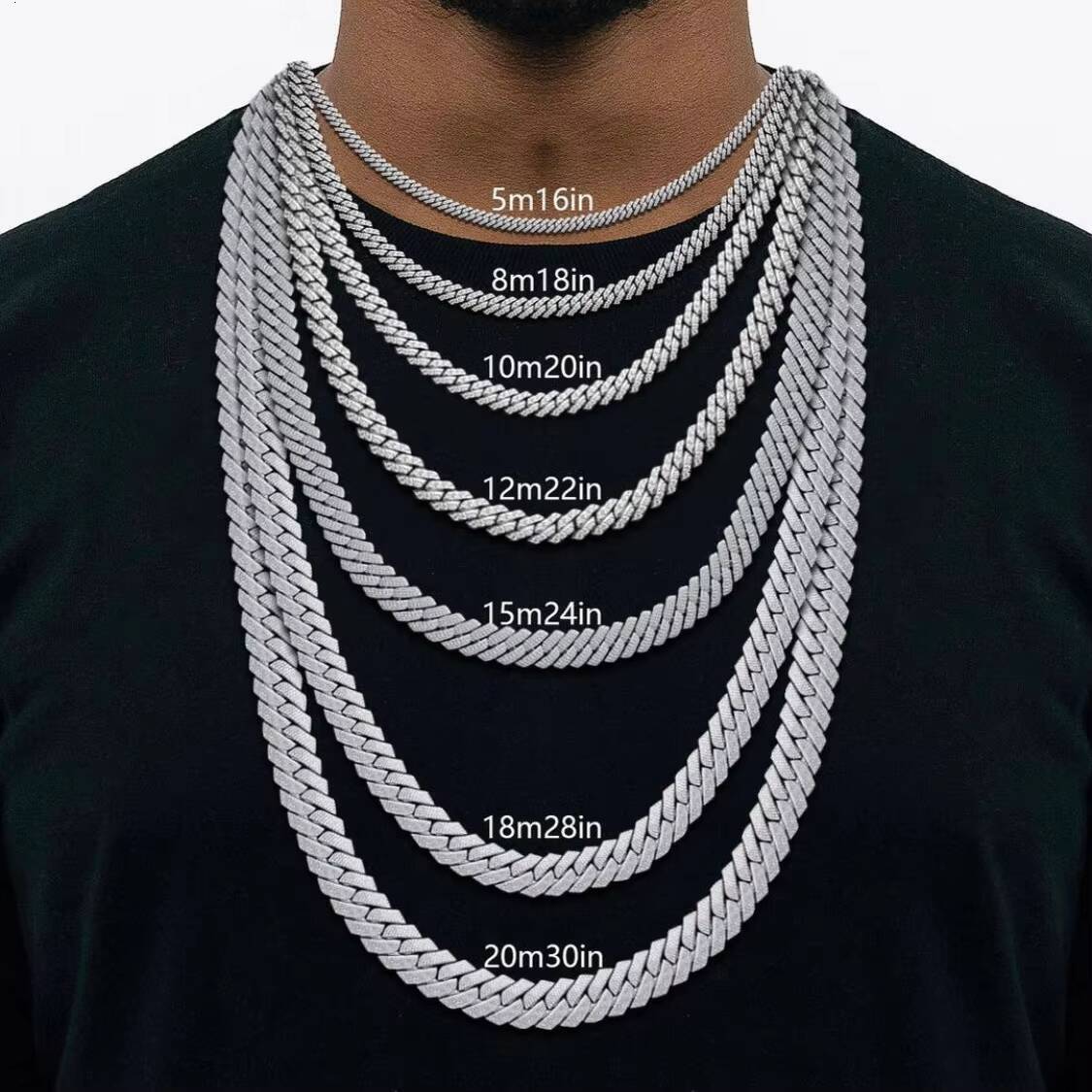 Custom Vvs Moissanite Diamond Iced Out Silver Hip Hop Cuban Link Chain Necklace Pendant Fine Jewelry Man 16mm 18mm 20mm - view 6