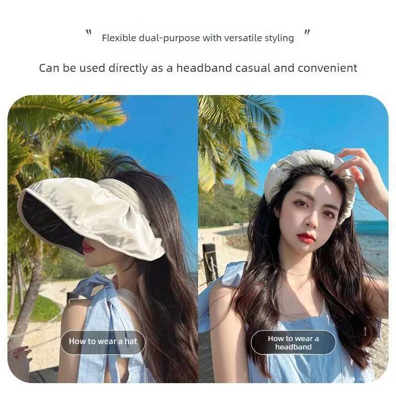 UPF50 Sun Visor Hat Dual-Use Full Face Sun Protection Foldable Headband for Beach Hiking Outdoor Summer Hats for Women H260407