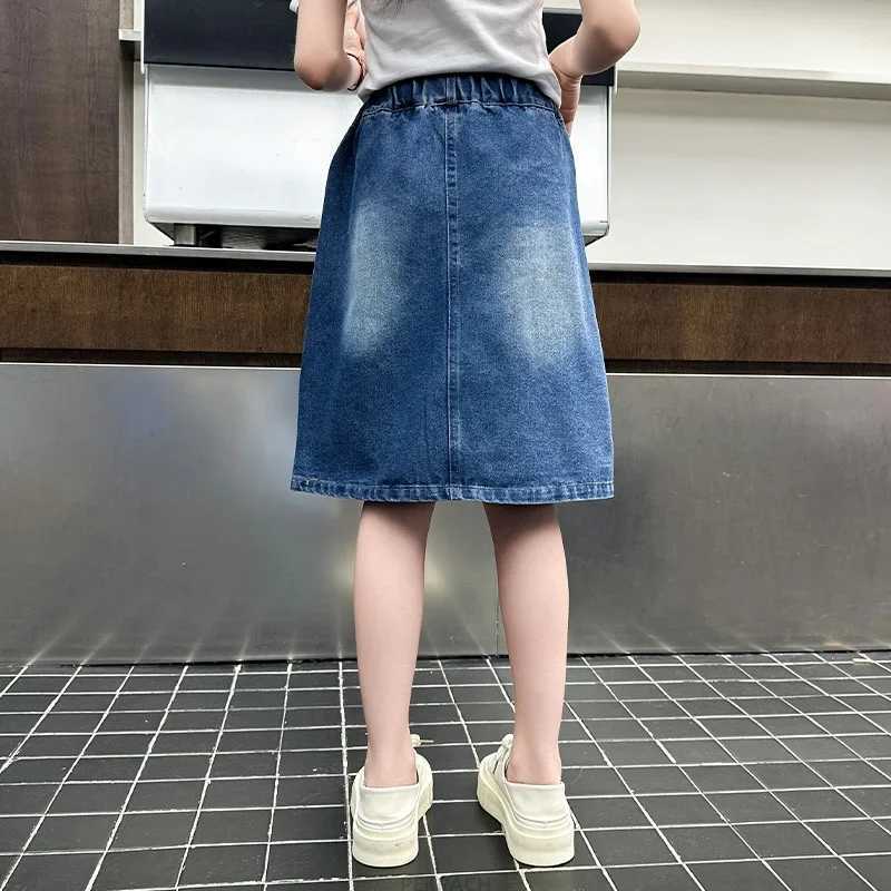 Fashion Pencil Skirts with Bow Knot For Kids Teenager Age 5 6 7 8 9 10 13 14Y Summer Children vintage Denim Skirt for Teen Girl H260407