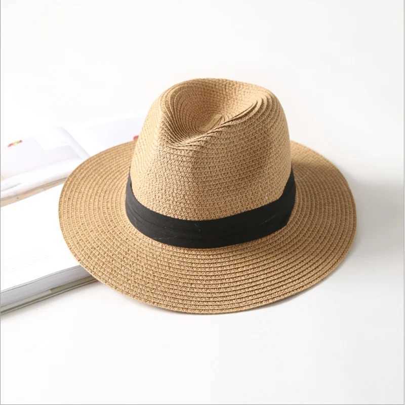 WZCX Collapsible Sun Protection Fashion New Straw Hat Solid Color Casual Wide Brim Beach Hat Women Summer Cap H260407