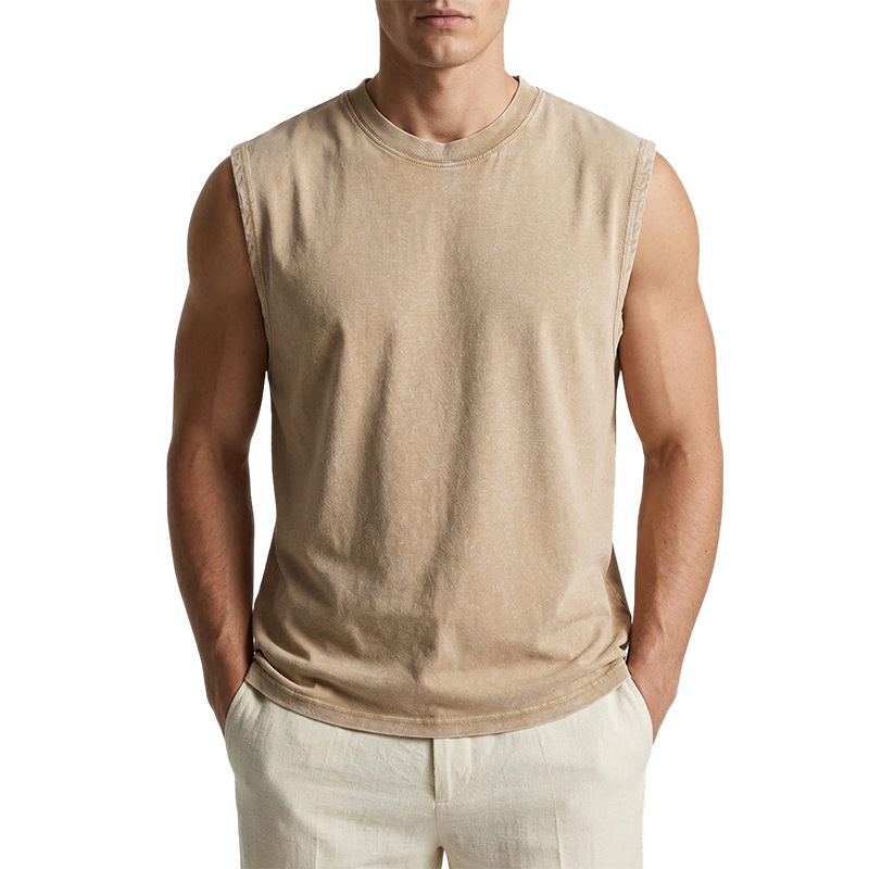 American Style Men's Short-Sleeve Sweatshirt with Distressed Look