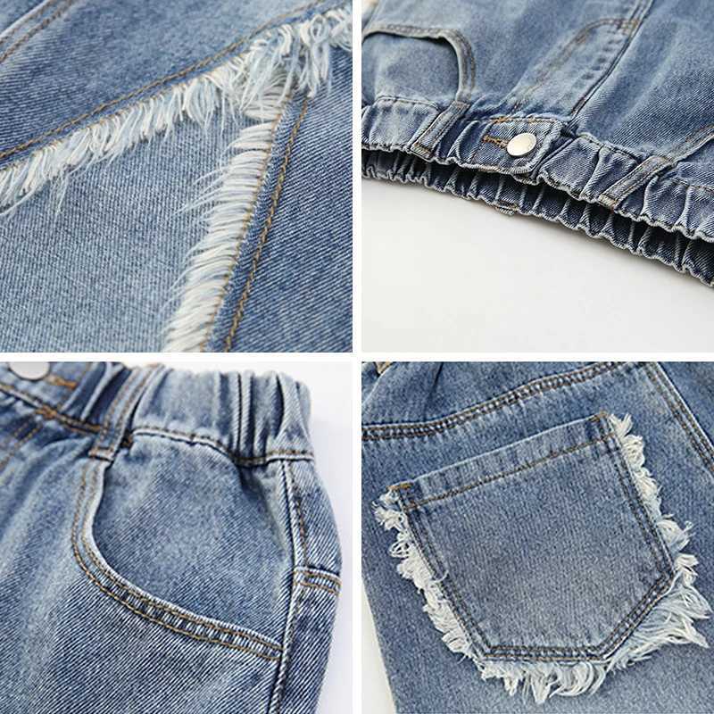 5 6 7 8 9 10 11 12 13 Year Teen Girls Denim Skirt New Fashion Korean Version Split Long Skirt Children Clothing Birthday Present H260407