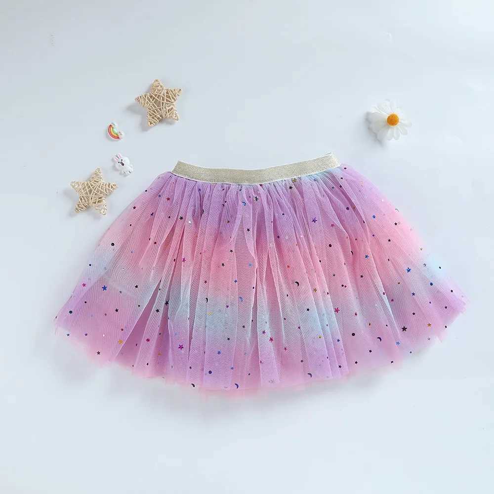 Girls Tutu Skirts Stars Print Princess Pettiskirts Kids Ballet Dancing Party Skirt Children Gradient Costume Clothes H260407