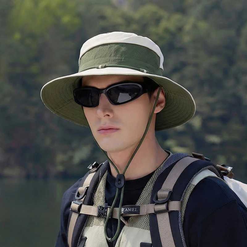 Spring Summer Lightweight Mesh Breathable UV Protection Fisherman Hat Foldable Large Brim Bucket Cap Men Women Outdoor Sun Hat H260407