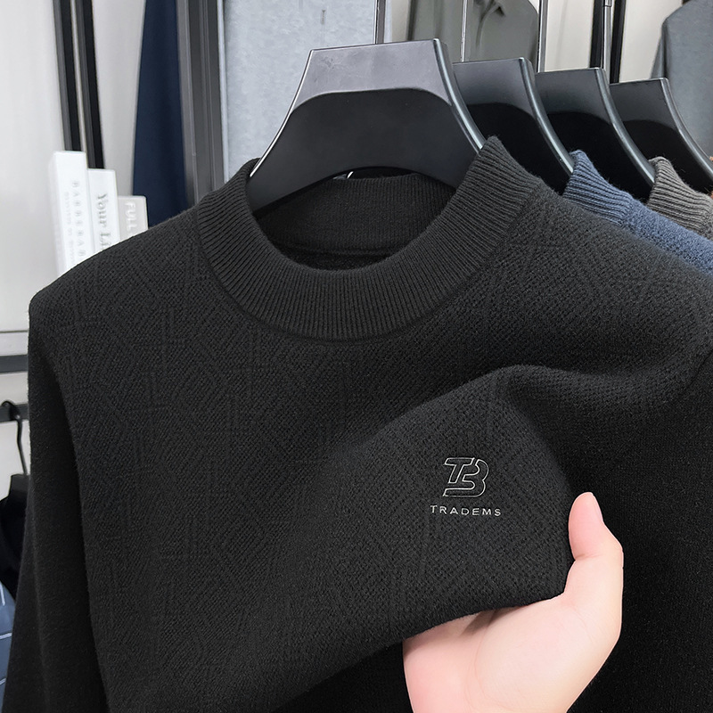 Luxury Brand Designer Men's Casual Sweater New Men's Clothing&# 039 Sports Fashion Semi High Neck Warm Knit Sweater