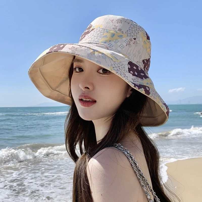 Summer Womens Double-Sided Fisherman Hat Windproof Foldable Outdoor Travel Beach Protection UV Hat H260407