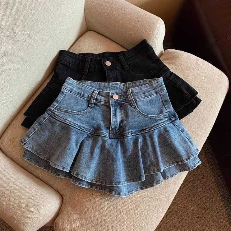 Girls Denim Skirt Summer Stretch Casual Mini Skirt for Big Kids Age 714 Fashionable Kids Party School Wear New Arrival 2026 H260407