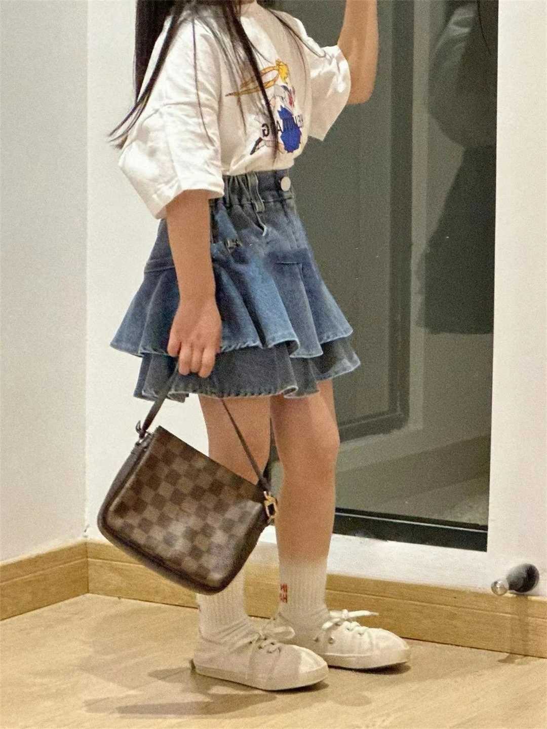 2025 Summer Girls Denim Skirt Shorts Two-Layer Versatile Japanese Korean Style Skirt for 3-8Y KidsFashionable Semi-Skirt H260407