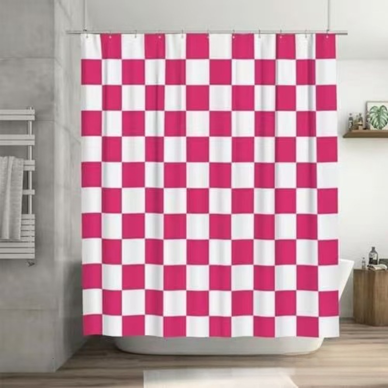 Shower Curtain Lavender Purple Plaid Pattern Vintage Retro Aesthetic Waterproof Machine Washable Bathroom Partition Curtain