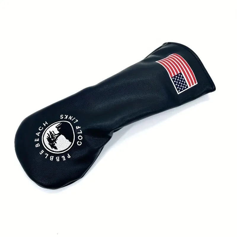 Golf Club Head Cover PU Leather, Navy Blue Black Hybrid and Fairway Wood Covers with American Flag Patch, Tree Pattern Golf Club Protector - view 6