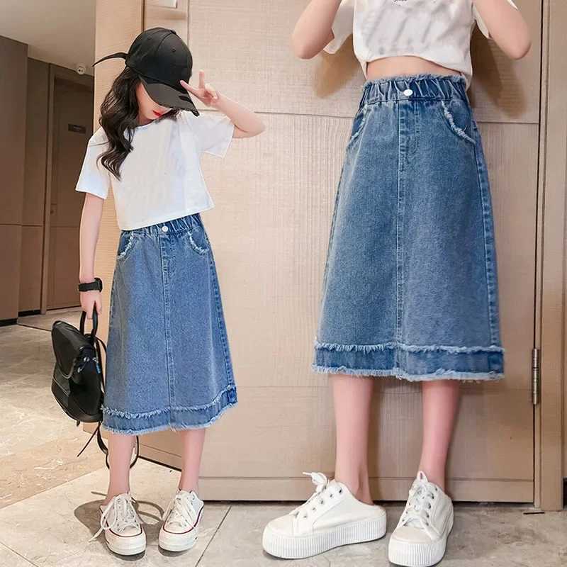 School Girls Denim Skirt Spring Summer New 2025 Casual Skirt for Children Fashion Teenage Kids Skirt 9 13 14 Years H260407