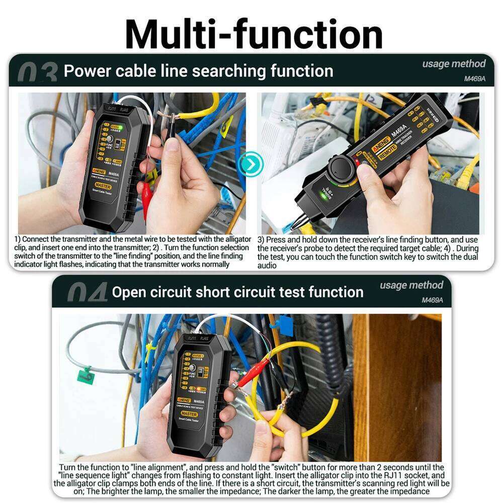 Circuit Breaker Finders RJ11 RJ45 Toner Finder Wire Tracer Ethernet Network Cable Collation Telephone Line Tester - view 6