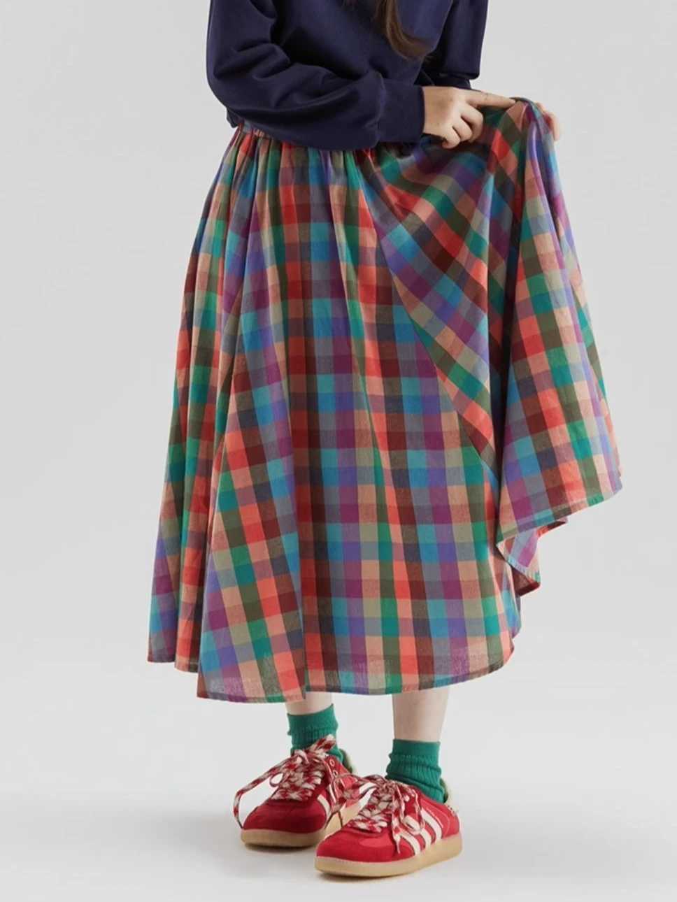 Girls Colorful Plaid Umbrella Skirt Spring Summer Designer Half Skirt Kids Trendy Floral Print Skirt Childrens Clothing H260407