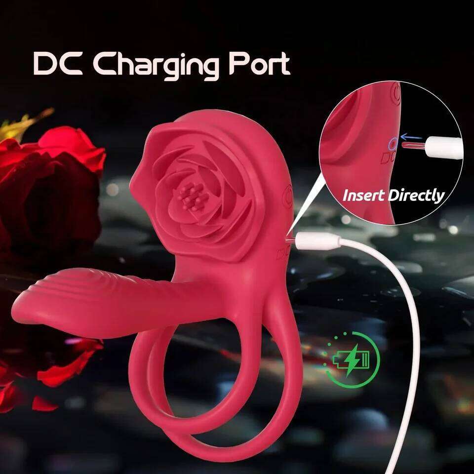 Powerful Rose Vibrating Cock Vibrator Penis Sleeve Sucking Stimulator G-spot Erection Ring Clitoral Couples Adult Sex Toy 26H0323