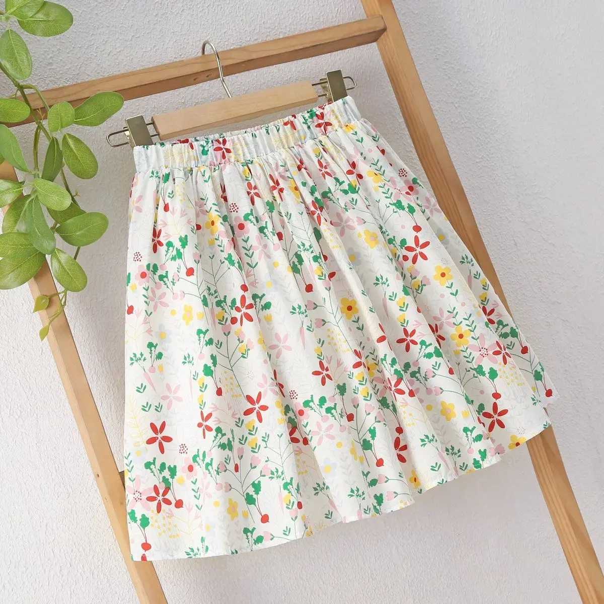 Summer New Girls Floral Print A Line Puffed Skirt School Anti Exposure Tutu Half Skirt Fluffy Short Dress for Kids Children H260407
