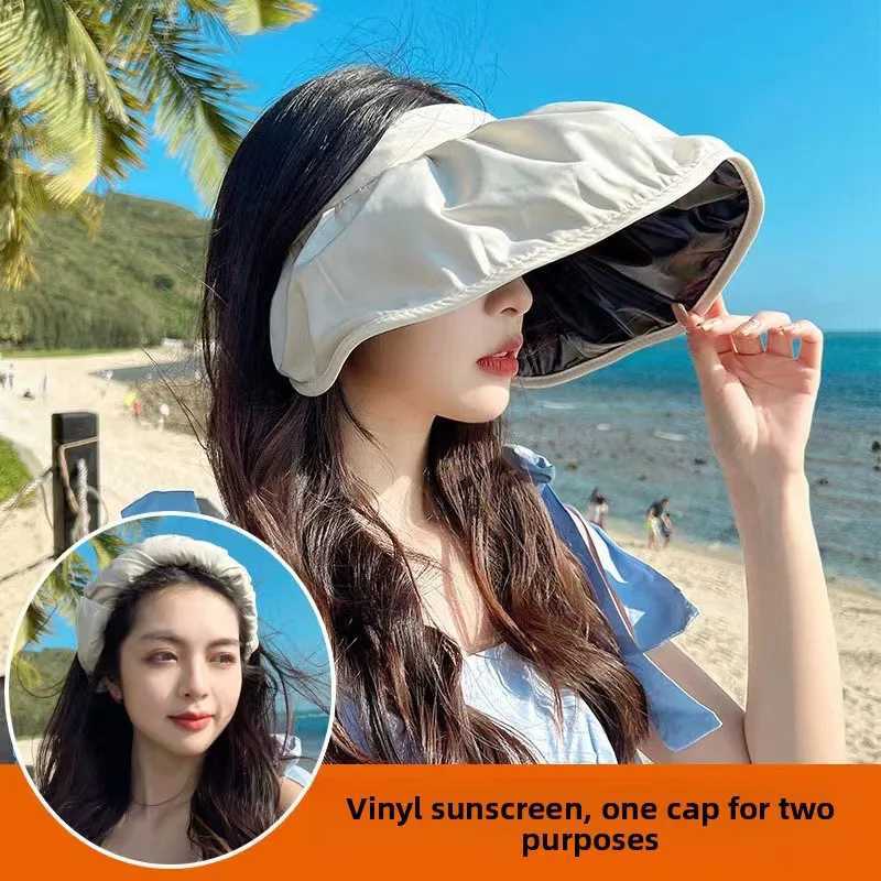 Summer Sun Hat Korean Version Sun Hat Big Brim Face Cover Internet Celebrity Shell Hat Portable Rollable Headband Sun Lady Hat H260407