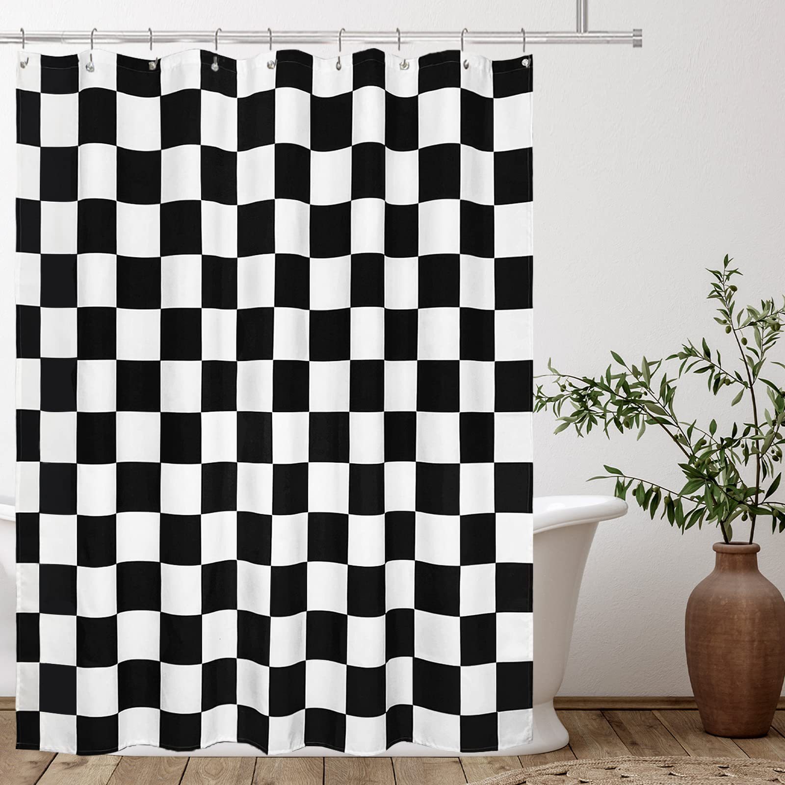 Shower Curtain Black And White Checkerboard Pattern Digital Printing Waterproof Mildew Proof Bathroom Toilet Partition Curtain