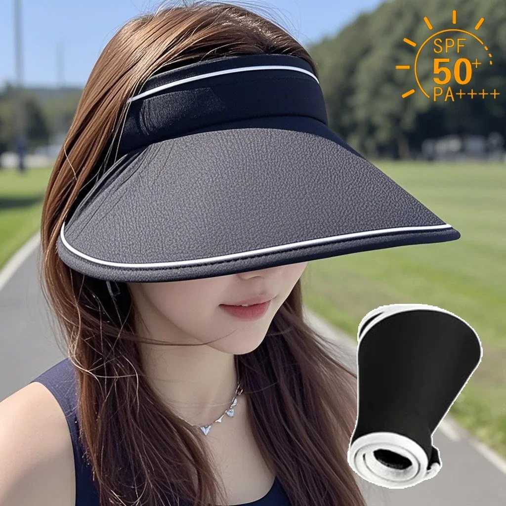 Stylish Summer Empty Top Sun Hat Wide Brim Visor Hat Women Portable Outdoor Sports Beach Cycling Uv Protection Sunshade Hat H260407