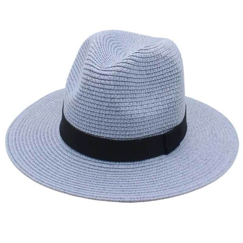 Spring and Summer Hot Selling Panama Straw Hat Square Black Ribbon Korean Style Hat for Men and Women Jazz Hat Panamahat H260407
