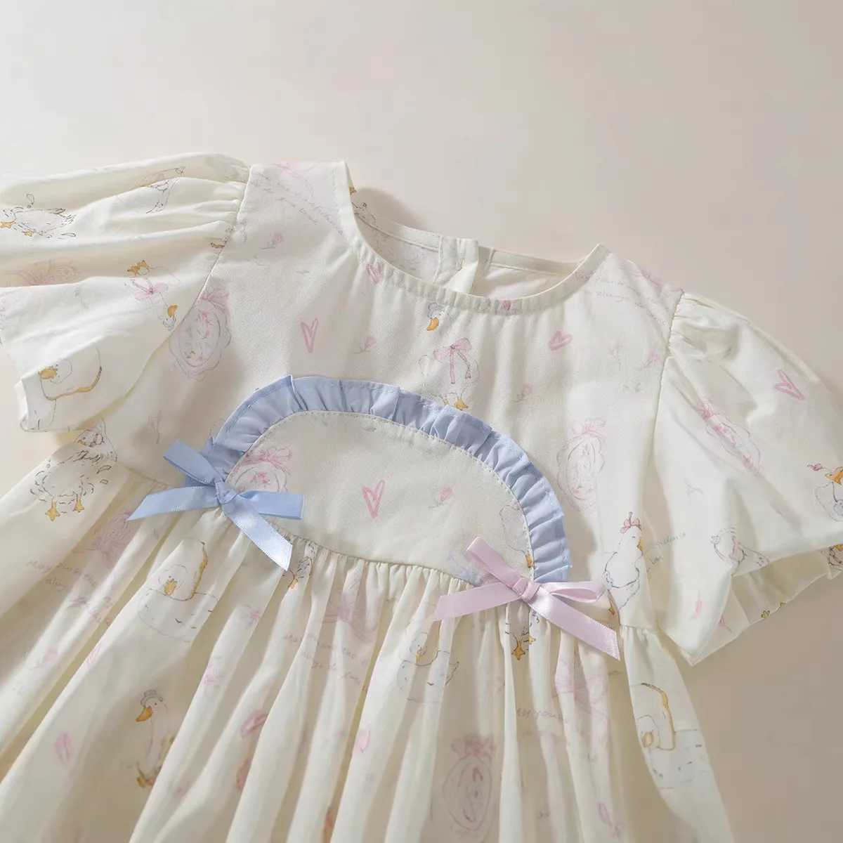 YBFSKID Children Girls Short Sleeve Dress Summer 2026 Infant Babys Girls Dress Floral Printed Kids Toddler Girls Princess Dress H260407