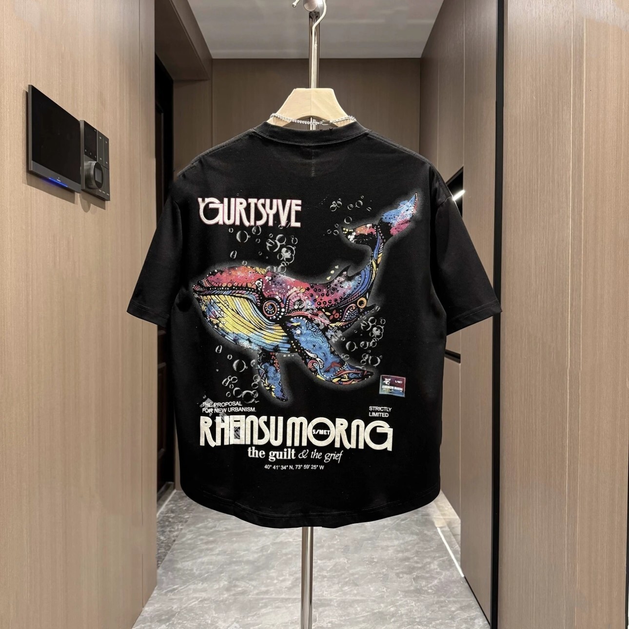 Designer Luxury Casual Sports Men's Whale Print Tee White Short Sleeve Crew Neck T-shirt With Nautical Graphic High-end Summer Streetwear Breatha